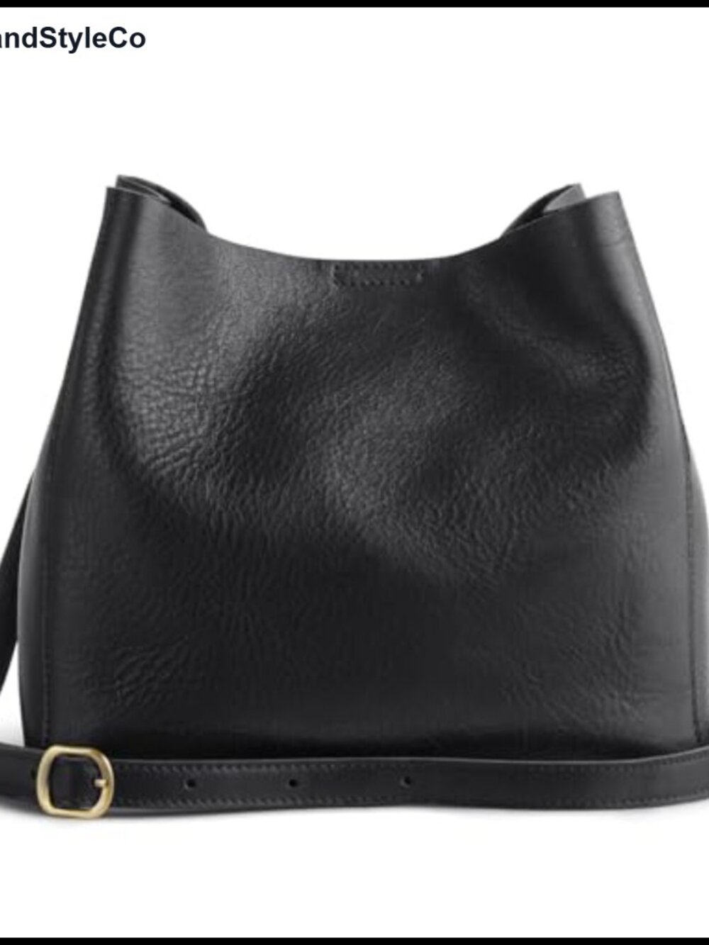Full Grain Leather Crossbody Bucket Bag Convertible Butterfly Purse